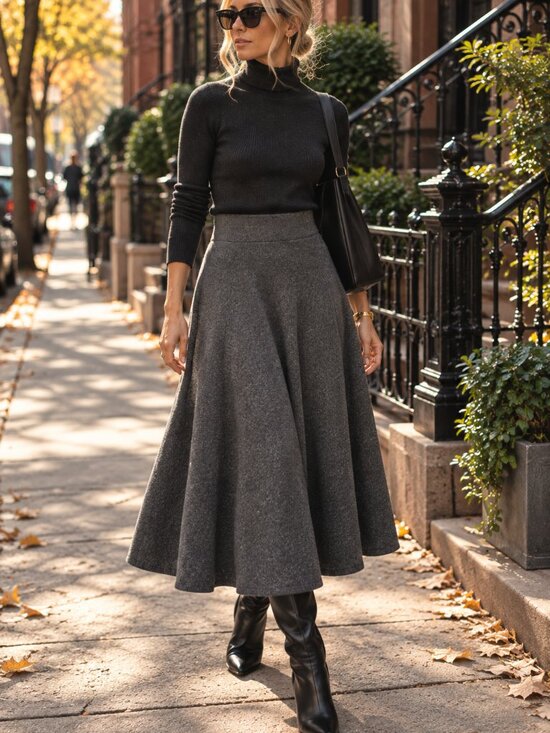 Zara Dresses & Skirts - Zara ZW Collection Wool Melange A-line Midi Skirt